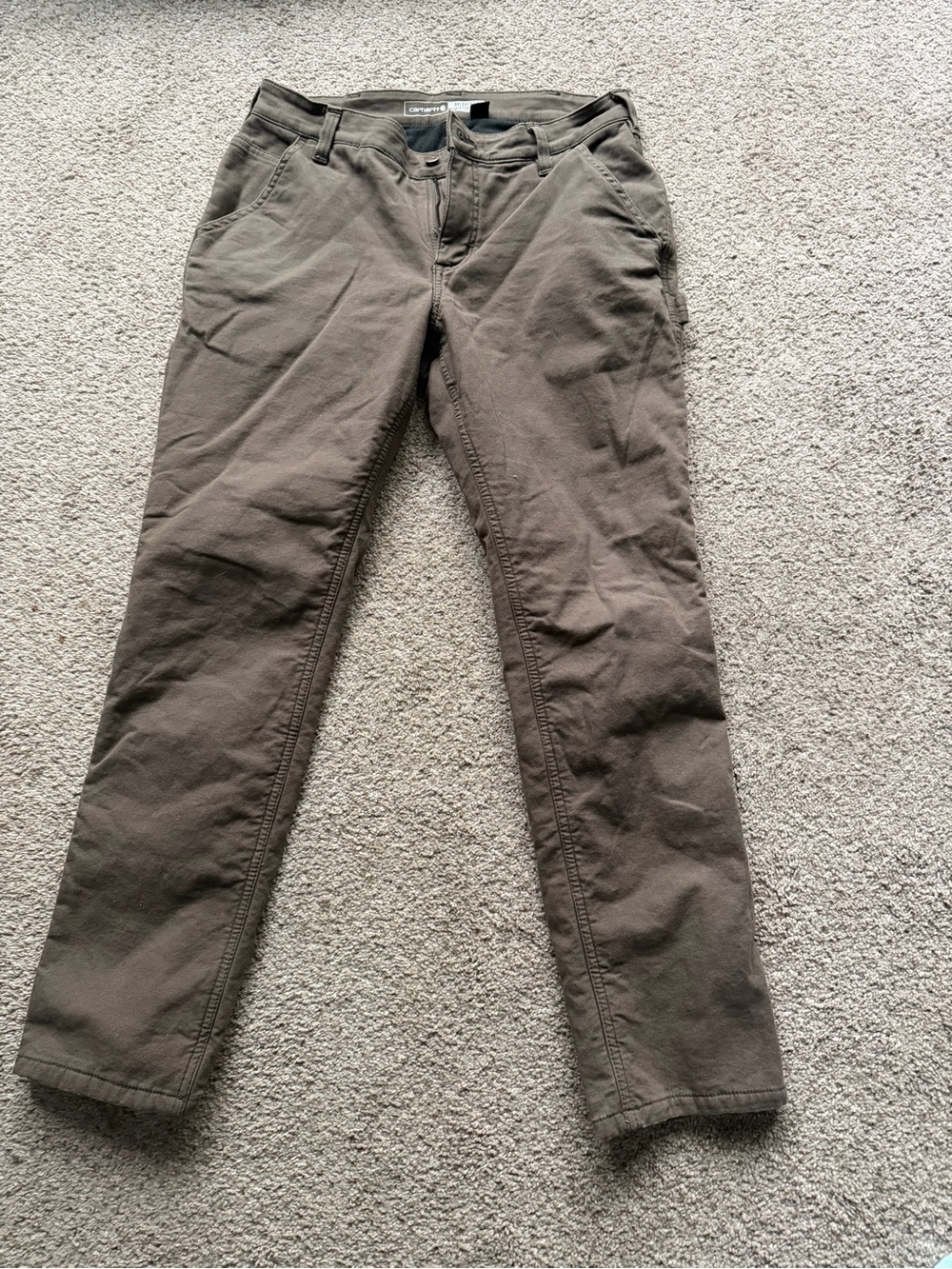 Carhartt Women’s Chinos in Olive Brown Fleece Lined